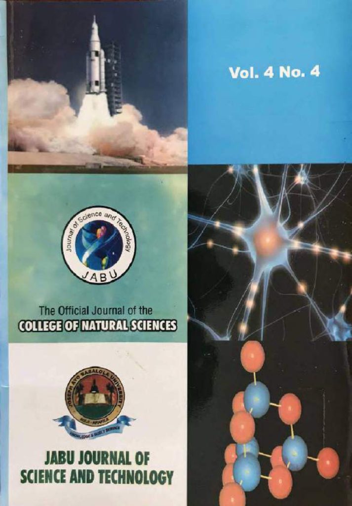 JABU Journal of Science and Technology Vol 4 No 4 Cover Page