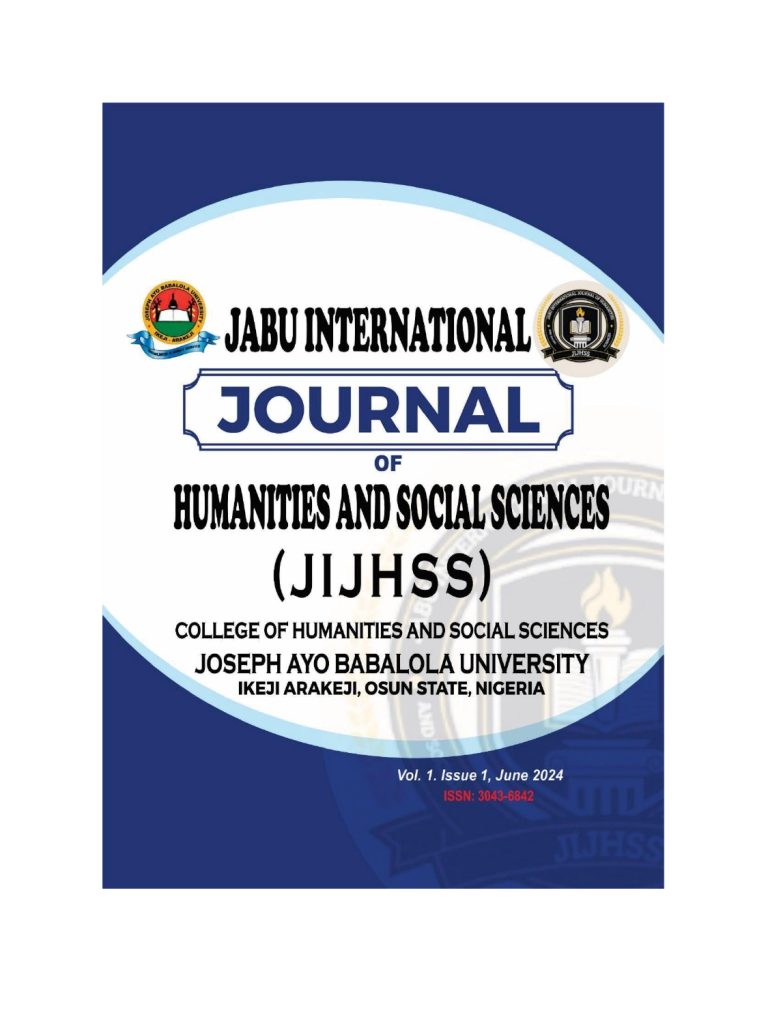 JABU International Journal of Humanities and Social Sciences Vol 1 Iss 1 Cover Page