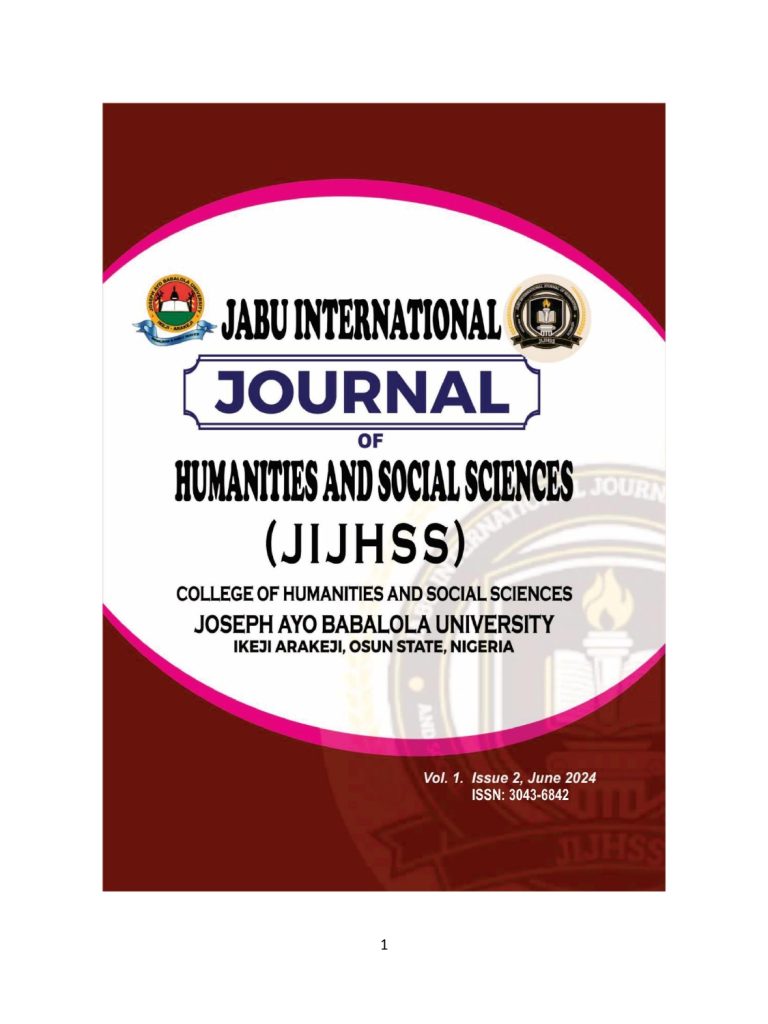 JABU International Journal of Humanities and Social Sciences Vol 1 Iss 2 Cover Page